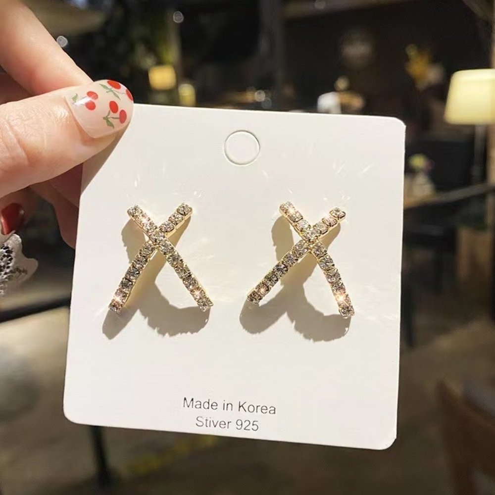 Rhinestone X stud earrings